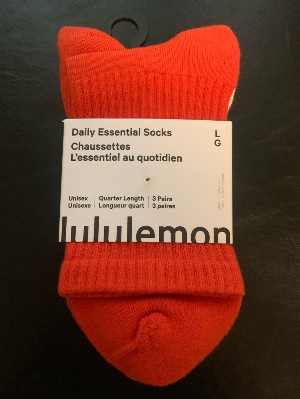 lululemon athletica Daily Essential Quarter Socks, Sz L, NWT